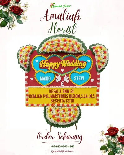 Karangan Papan Bunga Pernikahan di Terlaya